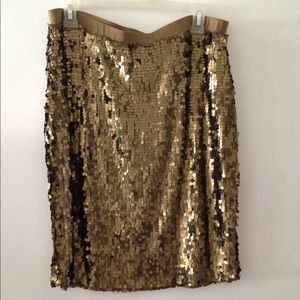 Gold sequin pencil skirt